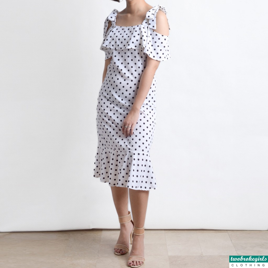 polka dot ruffle hem dress