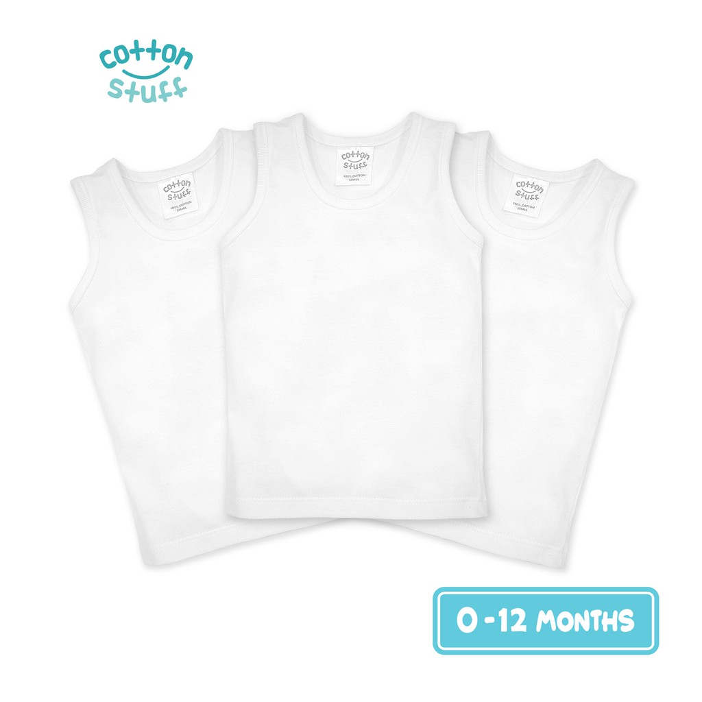 Babyhug 100% Cotton Sleeveless Sando Pack of 3 - White