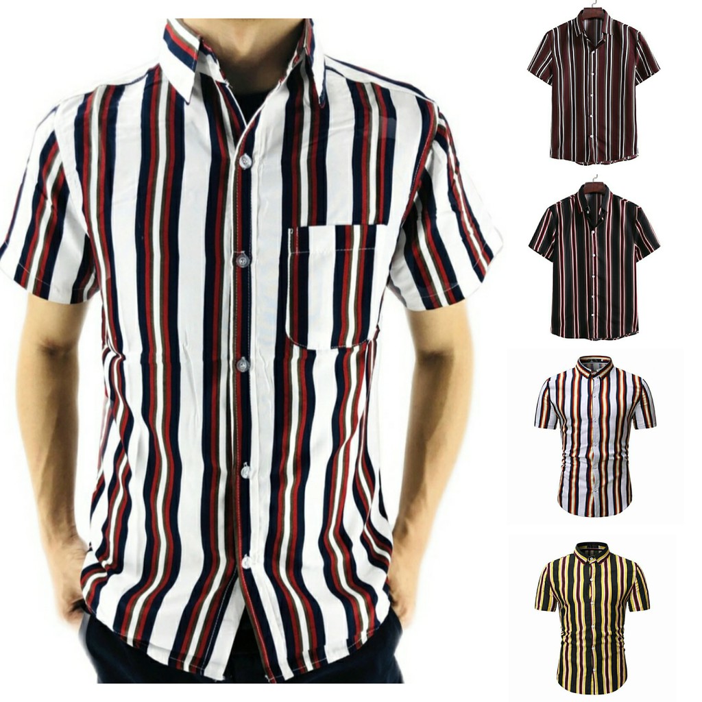 [8 Colors] Top Quality Korean Style Stripe Polo for Men Premium Cotton ...