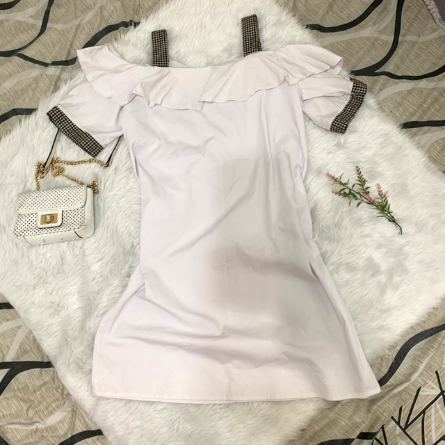 Korean White Off Shoulder Dress Shopee Philippines