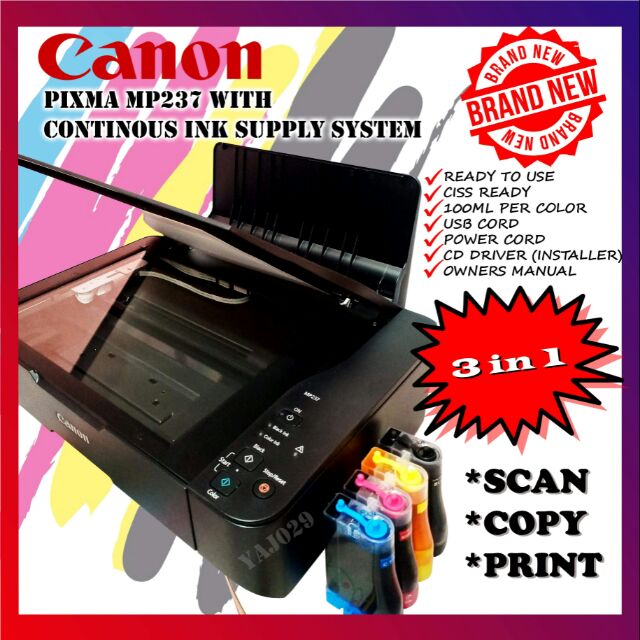 CANOM PIXMA MP237 WITH CISS (CONTINOUS INK SUPPLY SYSTEM) | Shopee Philippines