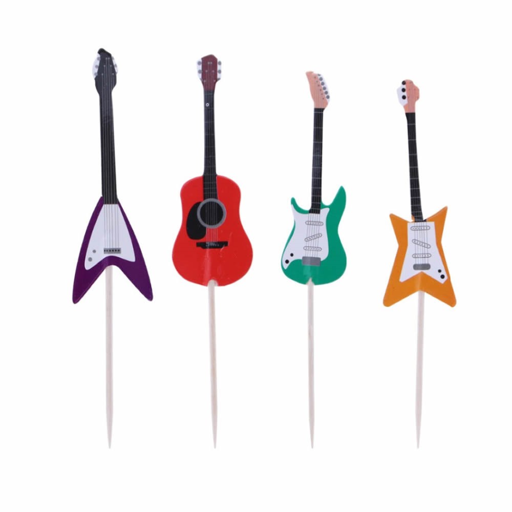 24-pieces-guitar-rock-music-theme-cake-cupcake-toppers-picks-for
