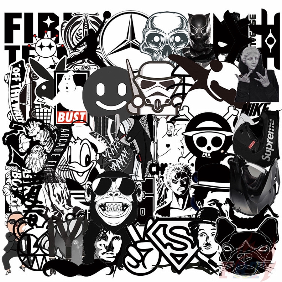 50Pcs/Set ❉ VSCO - Classical Black Series 02 Cartoon Stickers ❉ DIY Fashion Mixed Luggage Laptop Waterproof Doodle Decals | Shopee Philippines