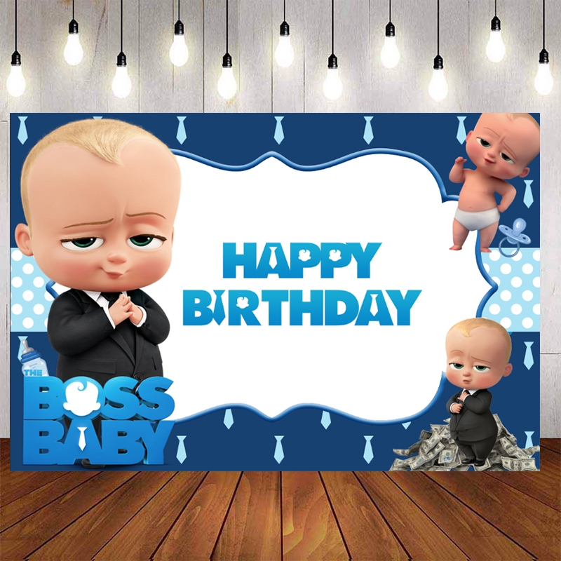 Boss Baby Birthday Backdrop For Children Birthday Party Decor Navy Blue Background Cute Baby Custom Name Photo Shopee Philippines