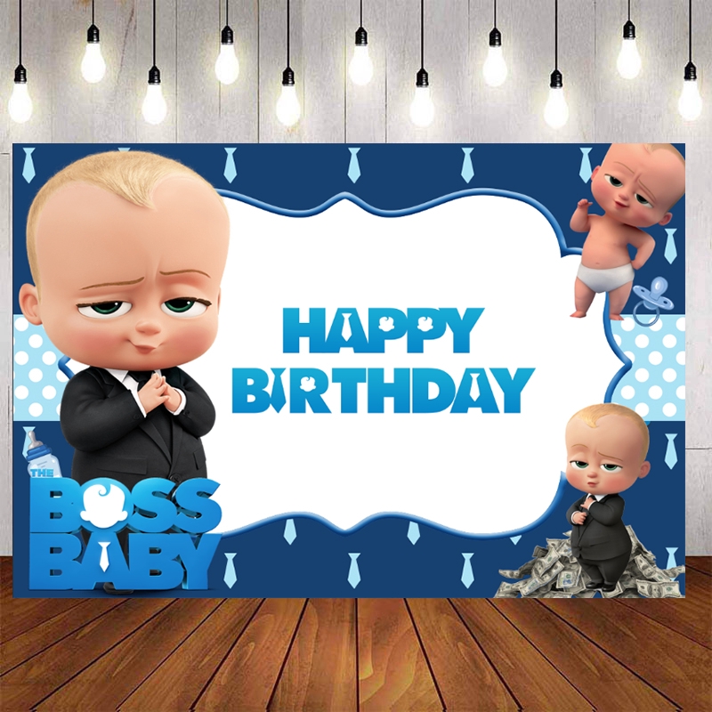 BOSS BABY Birthday Backdrop For Children Birthday Party Decor Navy Blue  Background Cute Baby Custom Name Photo | Shopee Philippines