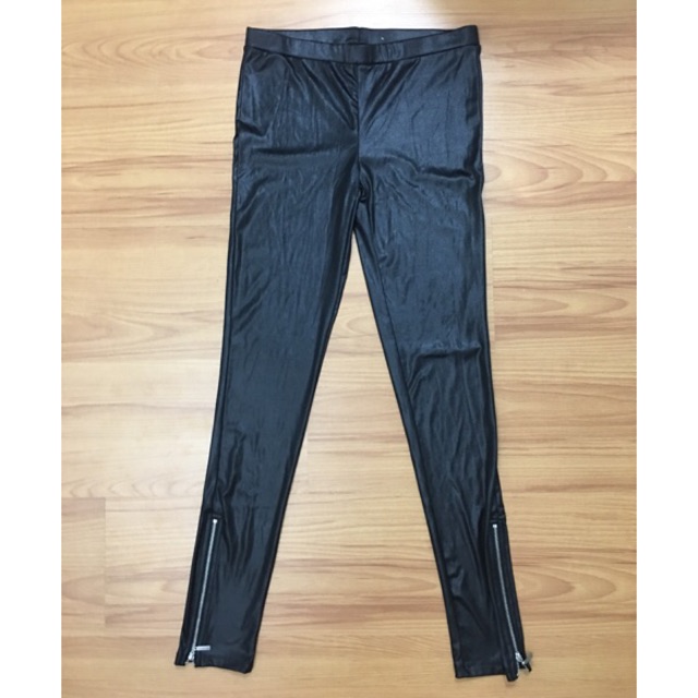 black leather jeggings