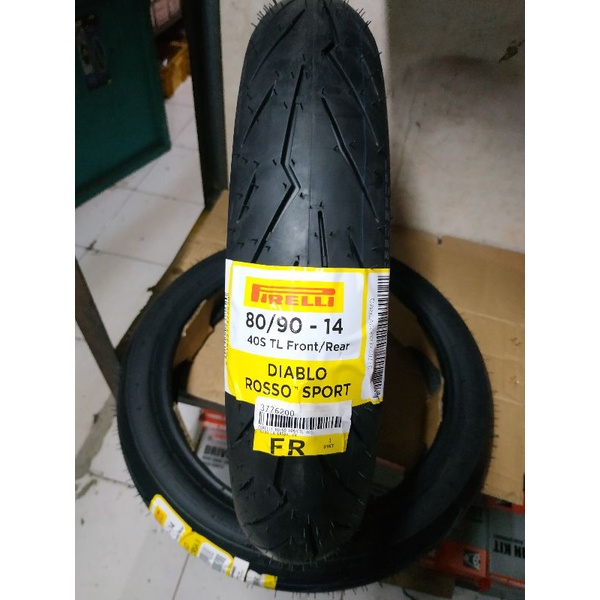 Pirelli Front MATIC Tire 80/90 RING 14 DIABLO ROSSO SPORT TUBLES