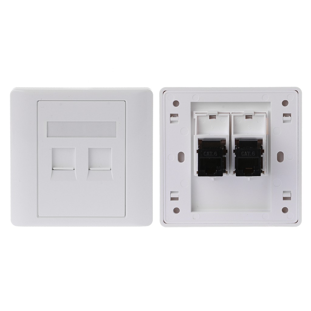 2 Ports CAT5 RJ45 Network Wall Plate With Female To Female Connector
