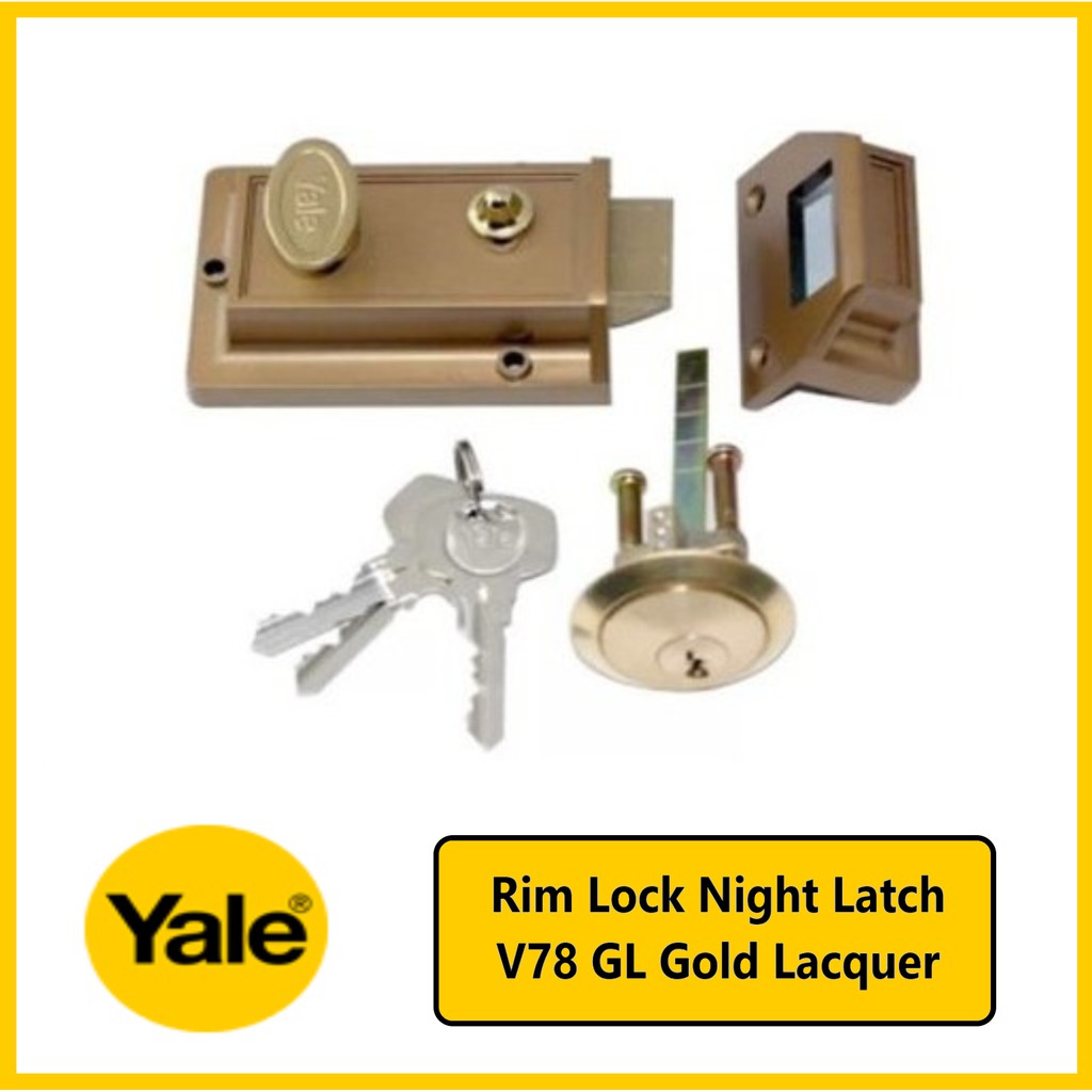 Yale Rim Lock Night Latch V78 GL Gold Lacquer Original Authentic