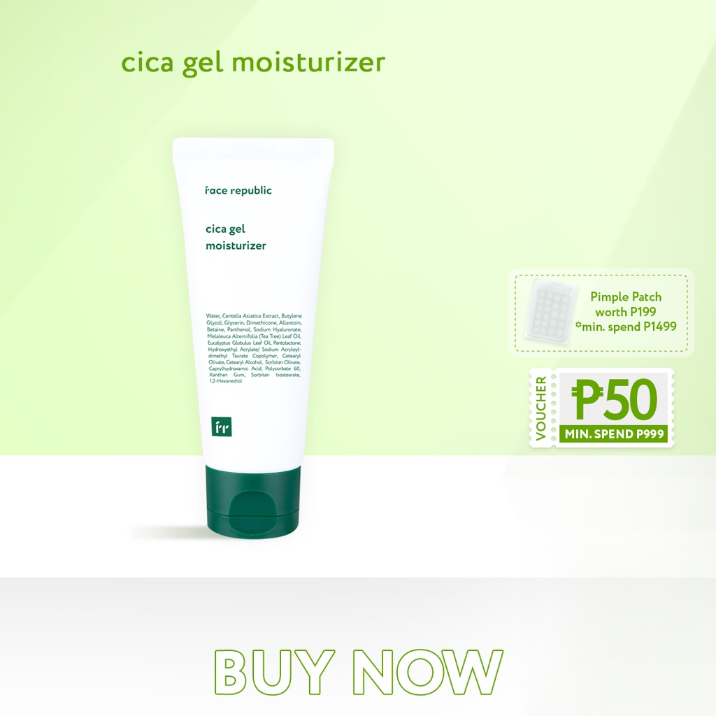 Face Republic CICA Gel Moisturizer 50mL [ Oily, Sensitive Skin, Acne / Tea Tree] Shopee