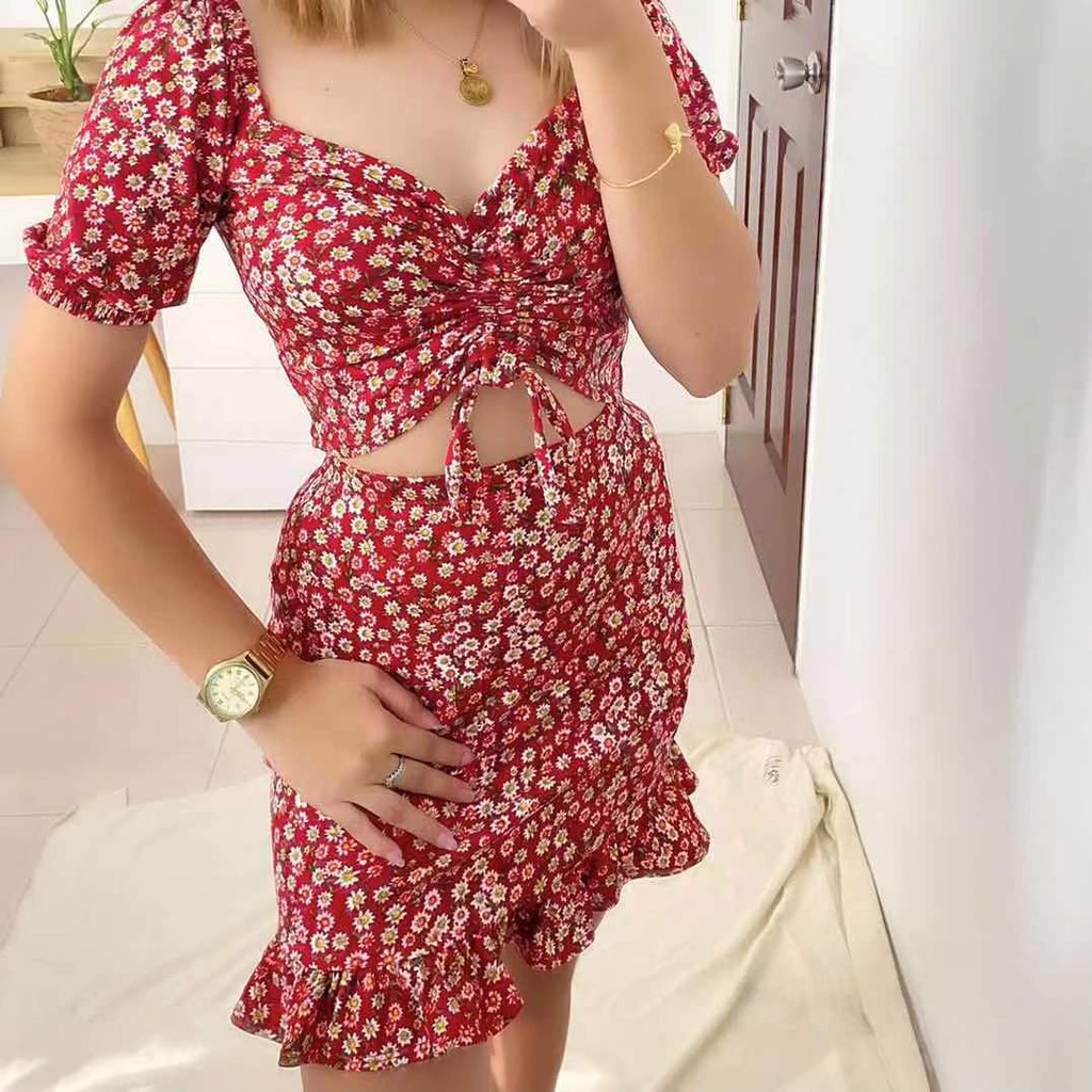 korea summer terno daily outfit sexy tutu Crop Top+skirt coordinates