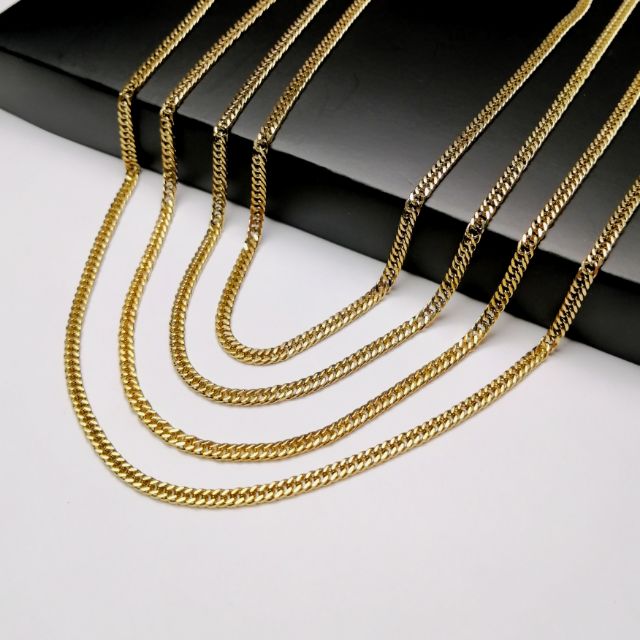 {SA} JAPAN 8 EIGHT CUT CUBAN CURB GOLD PLATED CHAIN NECKLACE STAINLESS ...