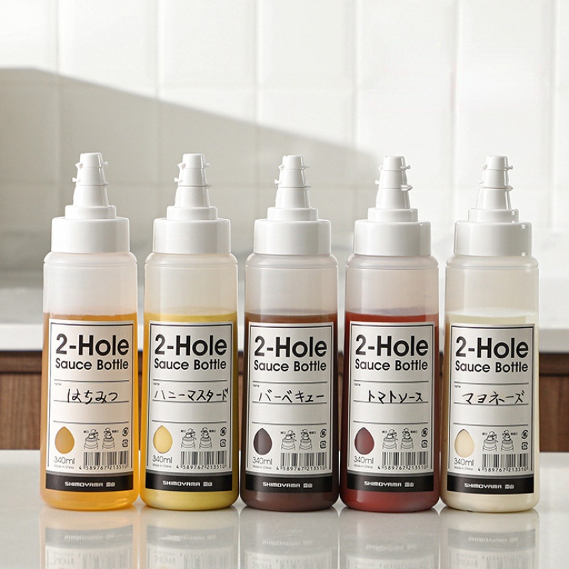 2Hole Squeeze Bottles Plastic Soy Sauce Bottle Storage Container