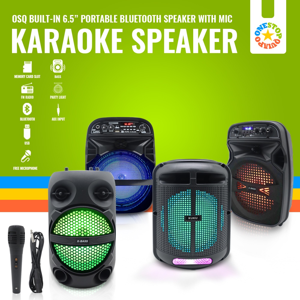 OSQ KUKU K63-K65-K68 LED Stylish Portable Bluetooth Karaoke Speaker with  FREE Microphone | Shopee Philippines