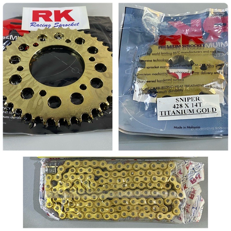 RK SPROCKET SET SNIPER KING/FZ/TFX/R15 V1V2 428 GOLD PLATED Shopee