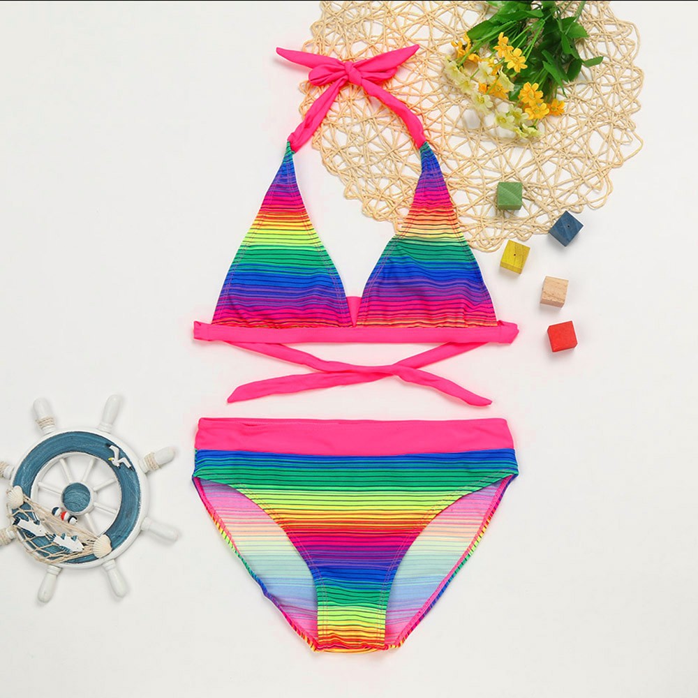 striped swimsuit two piece