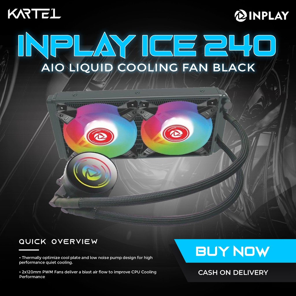 INPLAY Liquid Cooler ICE120 ICE240 RGB CPU AIO LIQUID COOLER BLACK