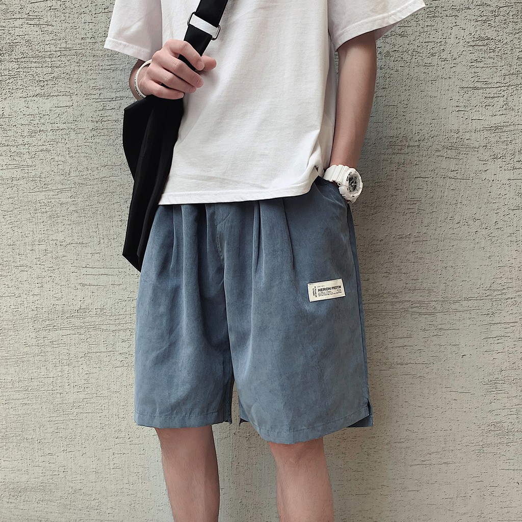 Pantsshortsjeans Pure Color Cotton Loose Tooling Shorts Male Boom Summer Popular Logo Leisure Wear Five Minutes Of Pants Mr Black Men Shopee Philippines shopee