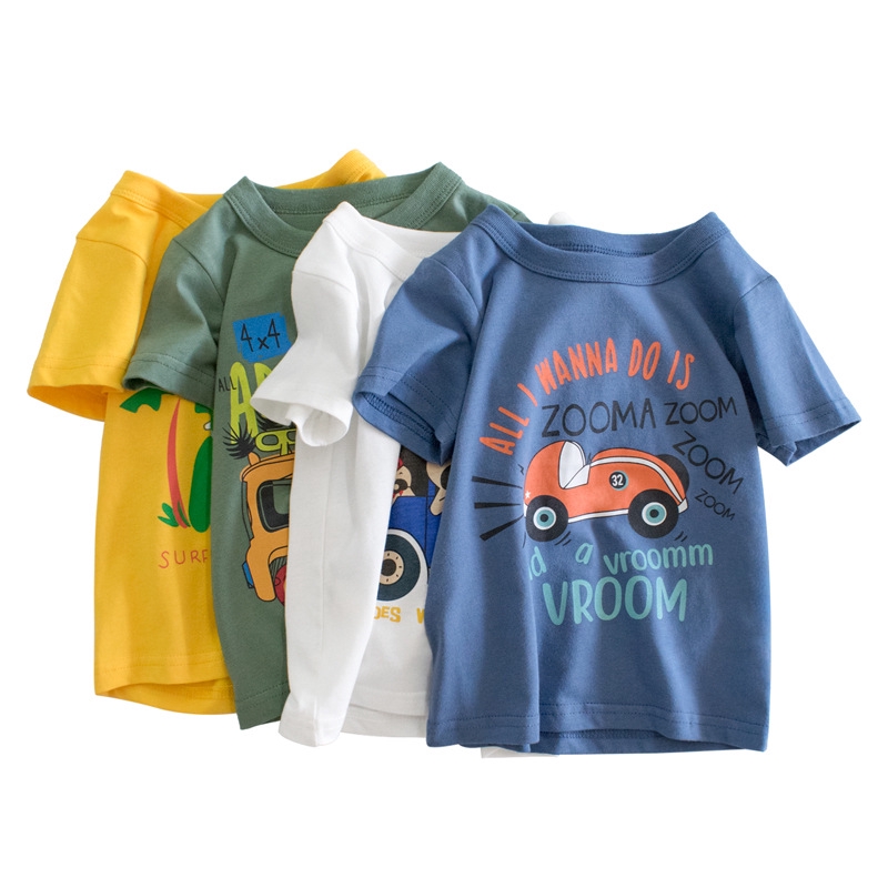 Little Kids Boys Girls Cotton T-Shirt Cute Cartoon Animal Pattern Summer Short Sleeve Tops 