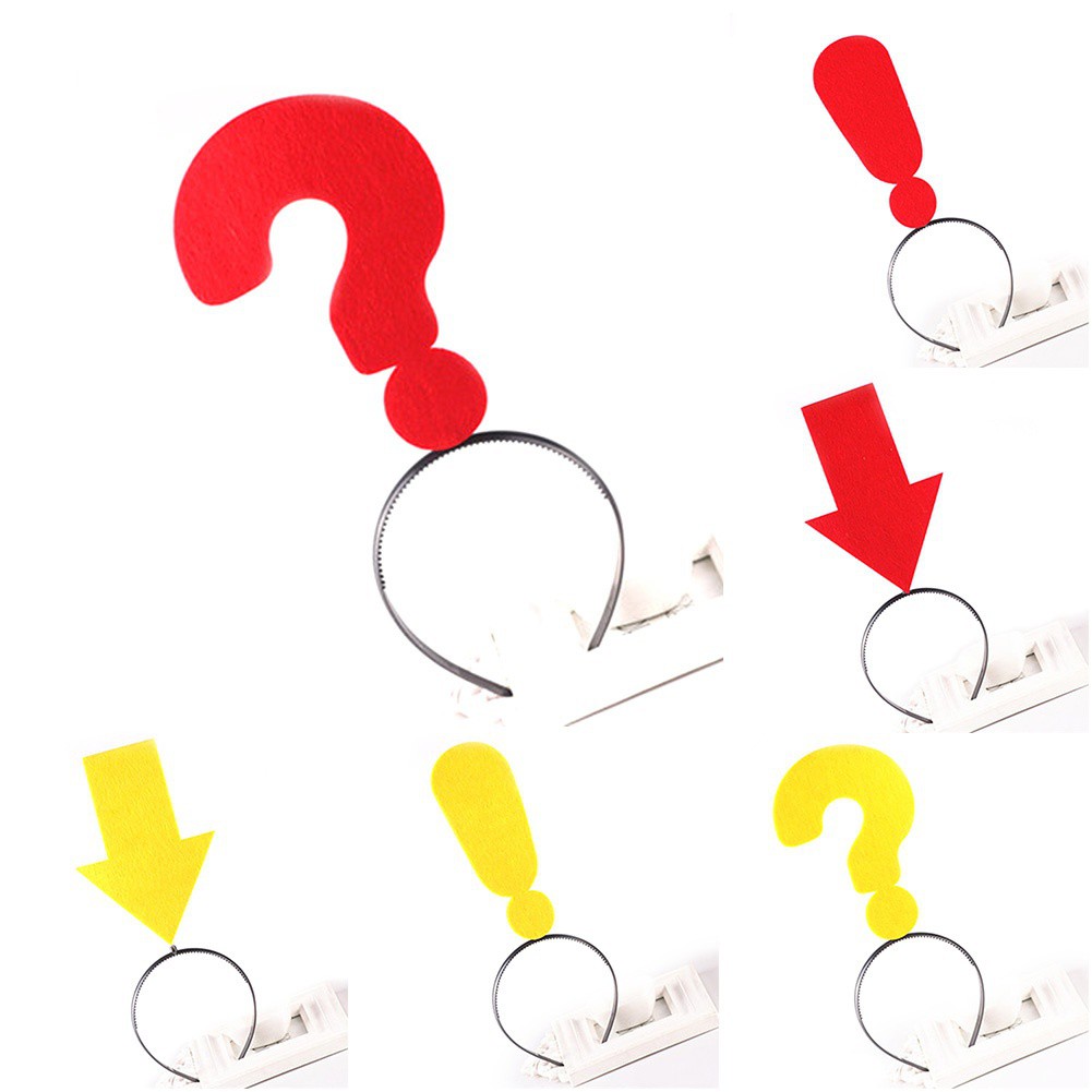 Cosplay Party Photography Prop R Star 6 Pcs Symbol Expression Hair Band Hair Clip Creative Funny Exclamation Question Arrow Mark Hair Band Hair Clip Yellow Gag Toys Practical Jokes Novelty Gag Toys