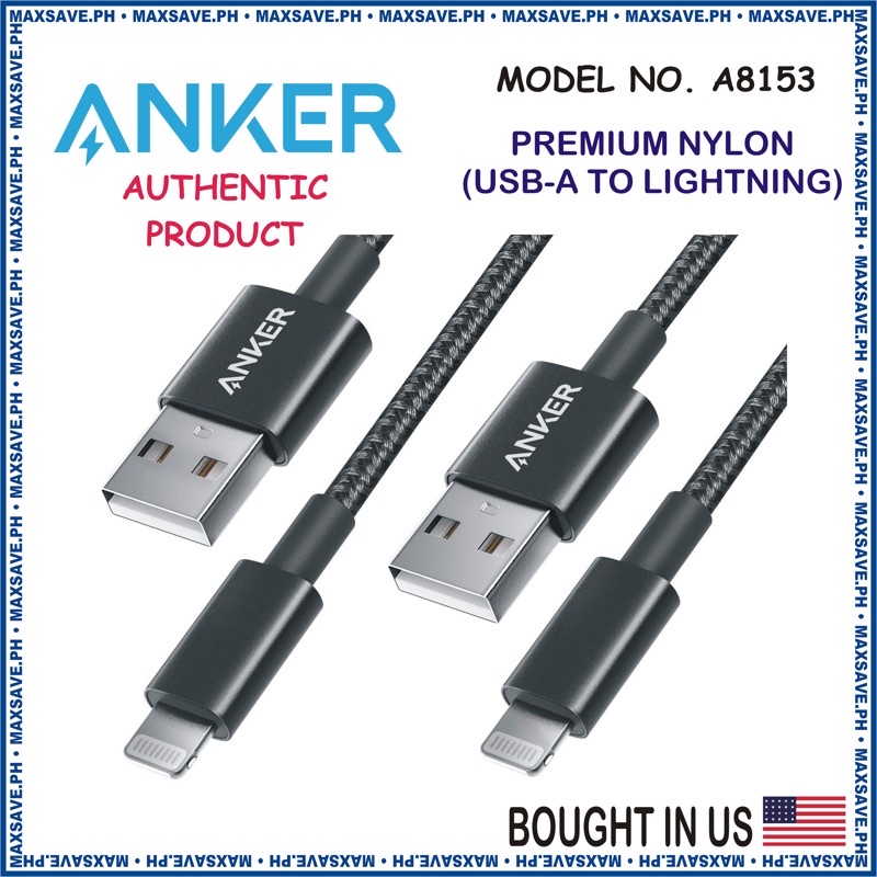 Anker 6ft Premium DoubleBraided Nylon Lightning Cable 2pack Shopee