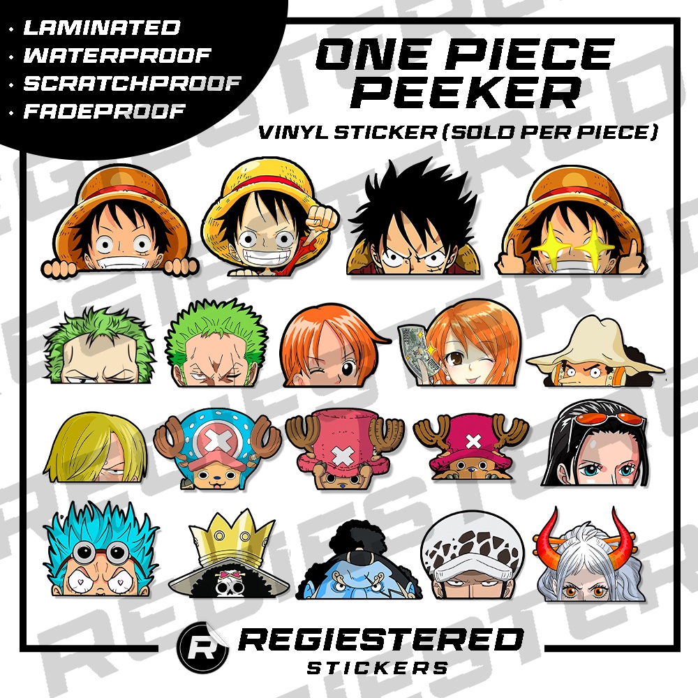 ONE PIECE Peeker Peeking Vinyl Sticker Waterproof Luffy Zoro Sanji Nami ...