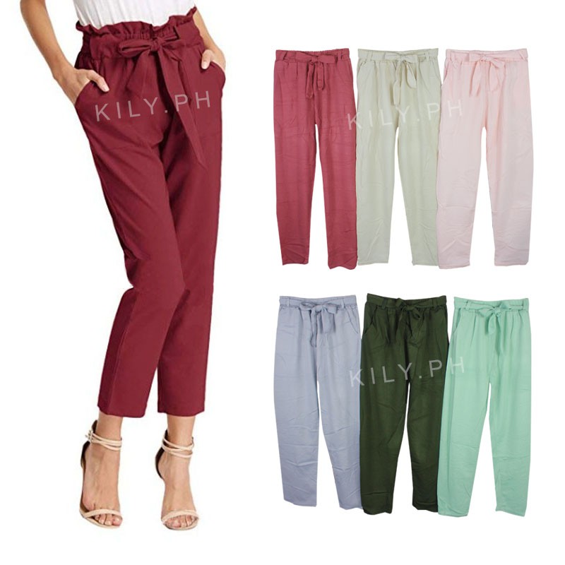 Kily.PH Candy Pants Basic Pants for Women Track Pants with Pocket High ...