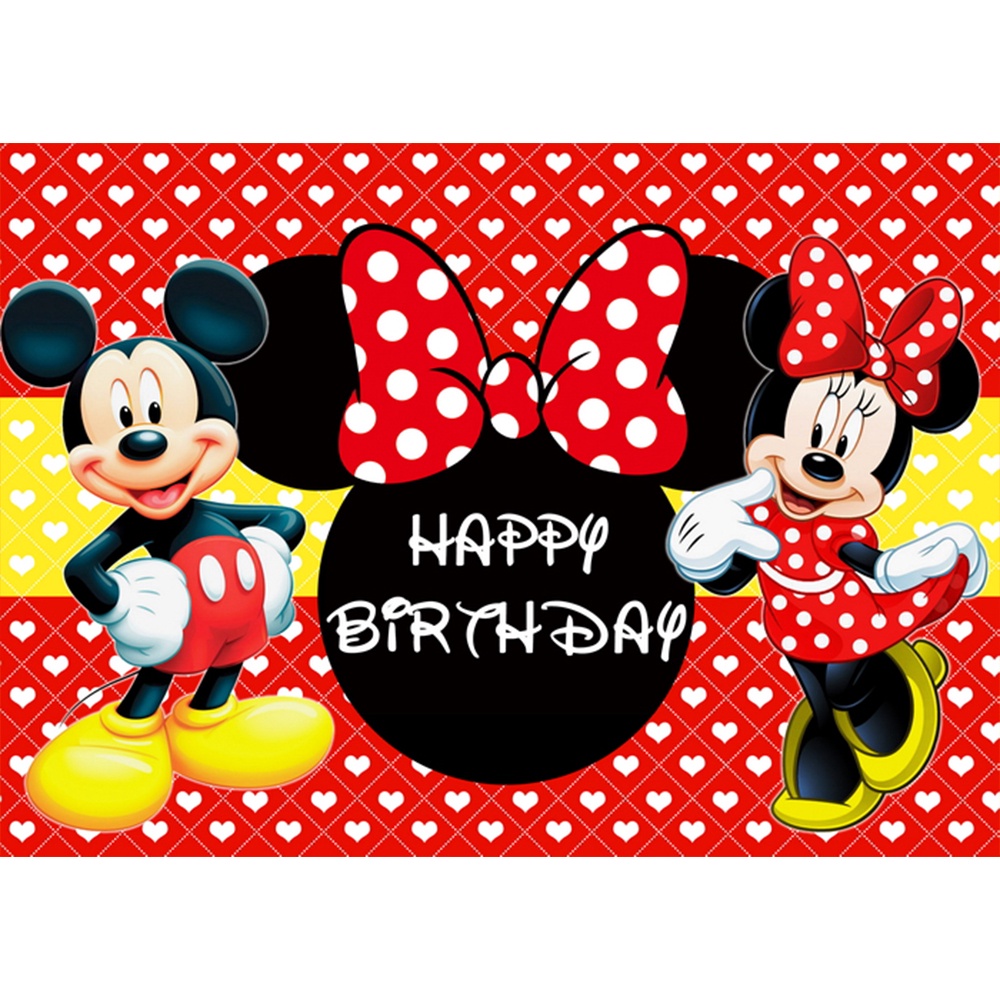 Disney Cartoon Mickey Minnie Mouse Donald Duck Happy Birthday Backgrounds  Decors Vinyl Cloth Party B | Shopee Philippines