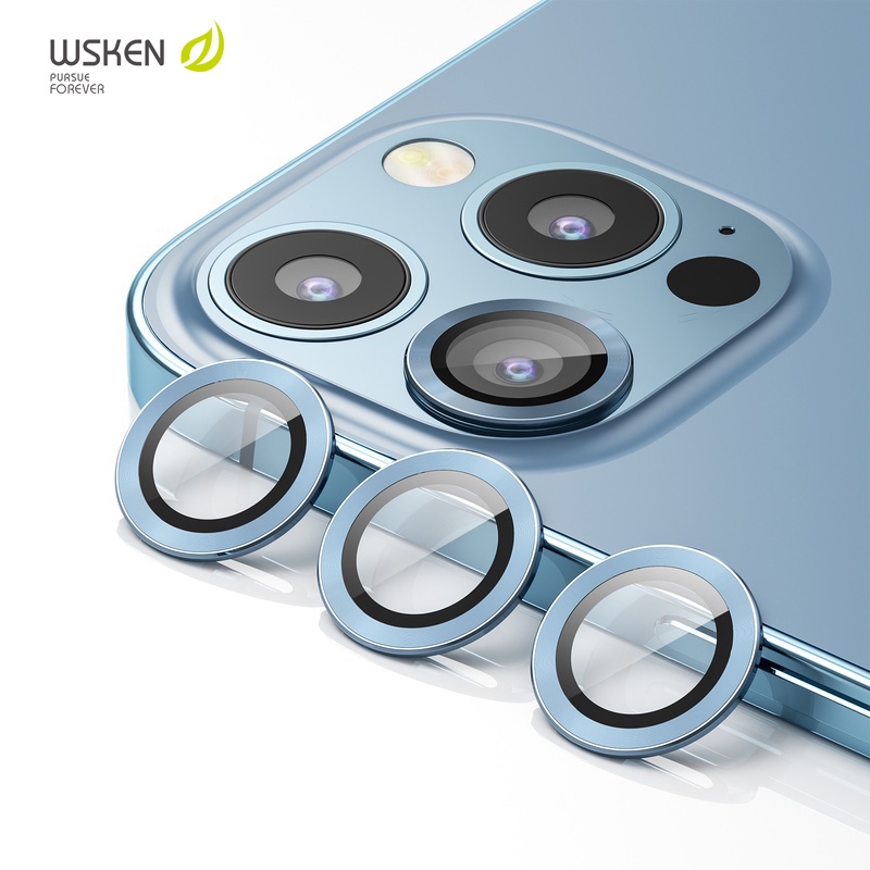 Premium HD Tempered Glass Metal Ring Aluminum Alloy Lens Screen Cover Film Space Grey WSKEN Camera Lens Protector for iphone 12 pro 6.1 inch
