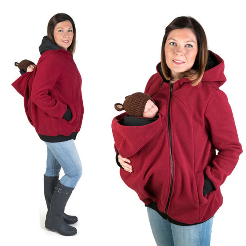 mom hoodie with baby pouch