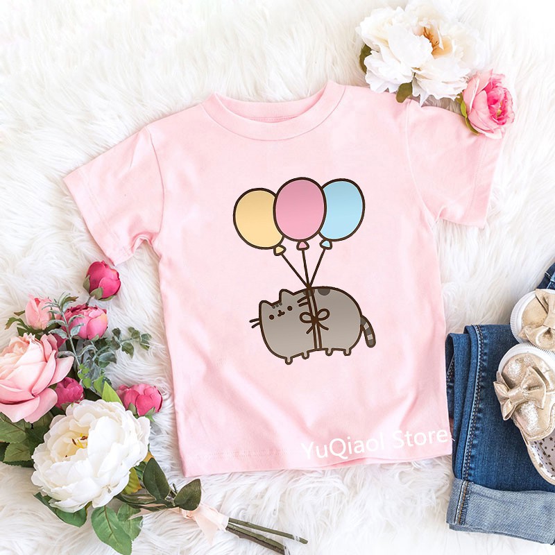 Funny Pusheen Cat with Balloons Animal Print Baby Girls Candy Color Tshirts  Summer Top Children'S Clothes Unisex Tee Boy Kids Teen T-Shirt | Shopee  Philippines