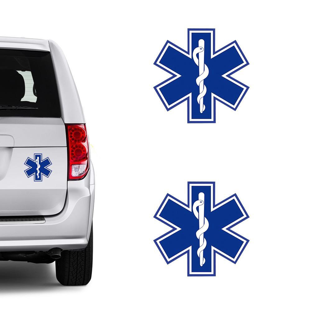 B0W8 Highly Reflective Decal EMS EMT Blue Pvc Paramedic Star of Life Decal 1
