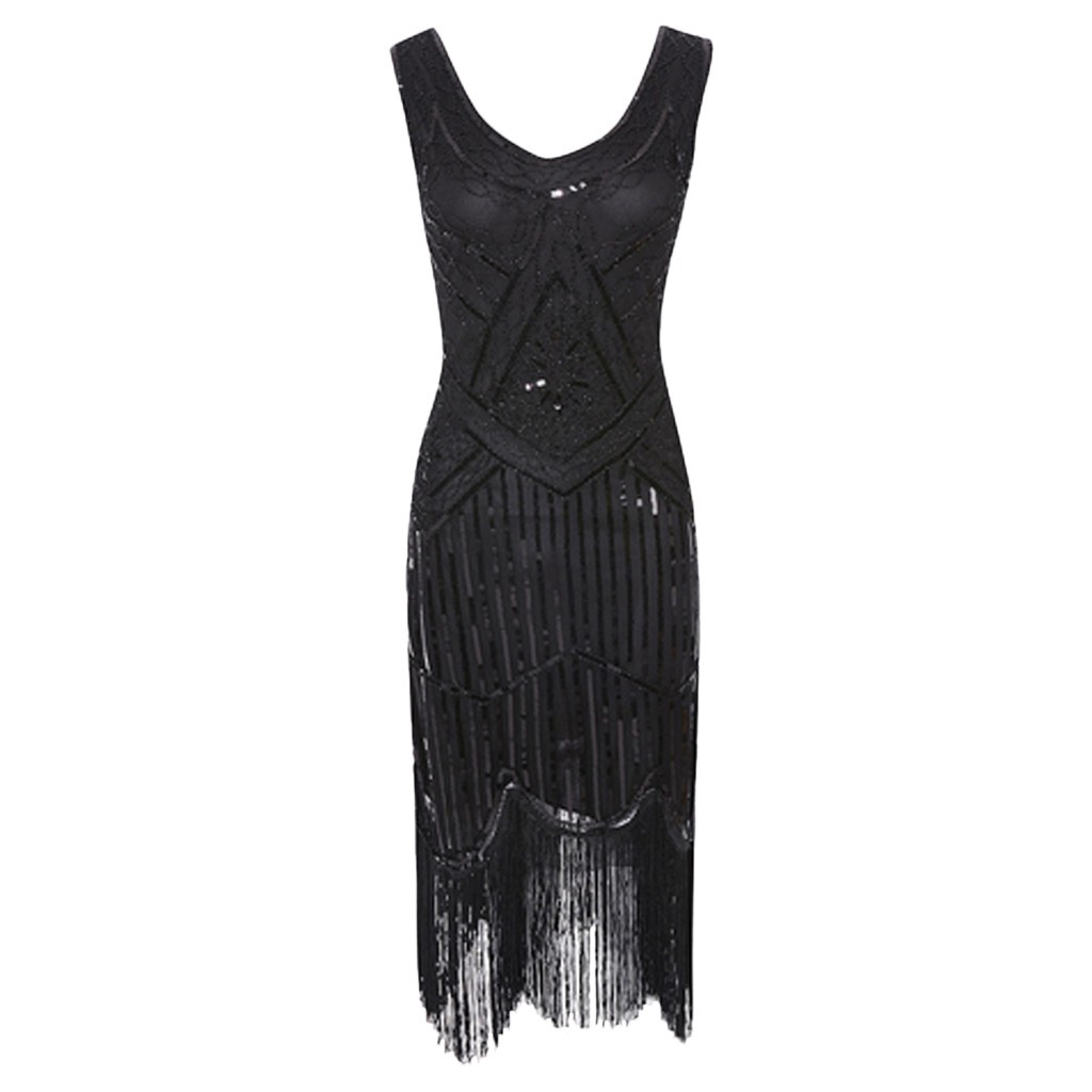 evening dress with tassels