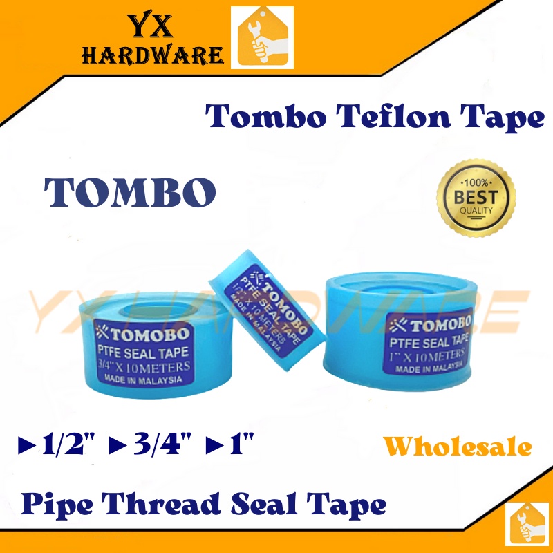 Tombo Teflon Tape 1/2", 3/4", 1" PTFE Seal Tape Water Pipe Thread