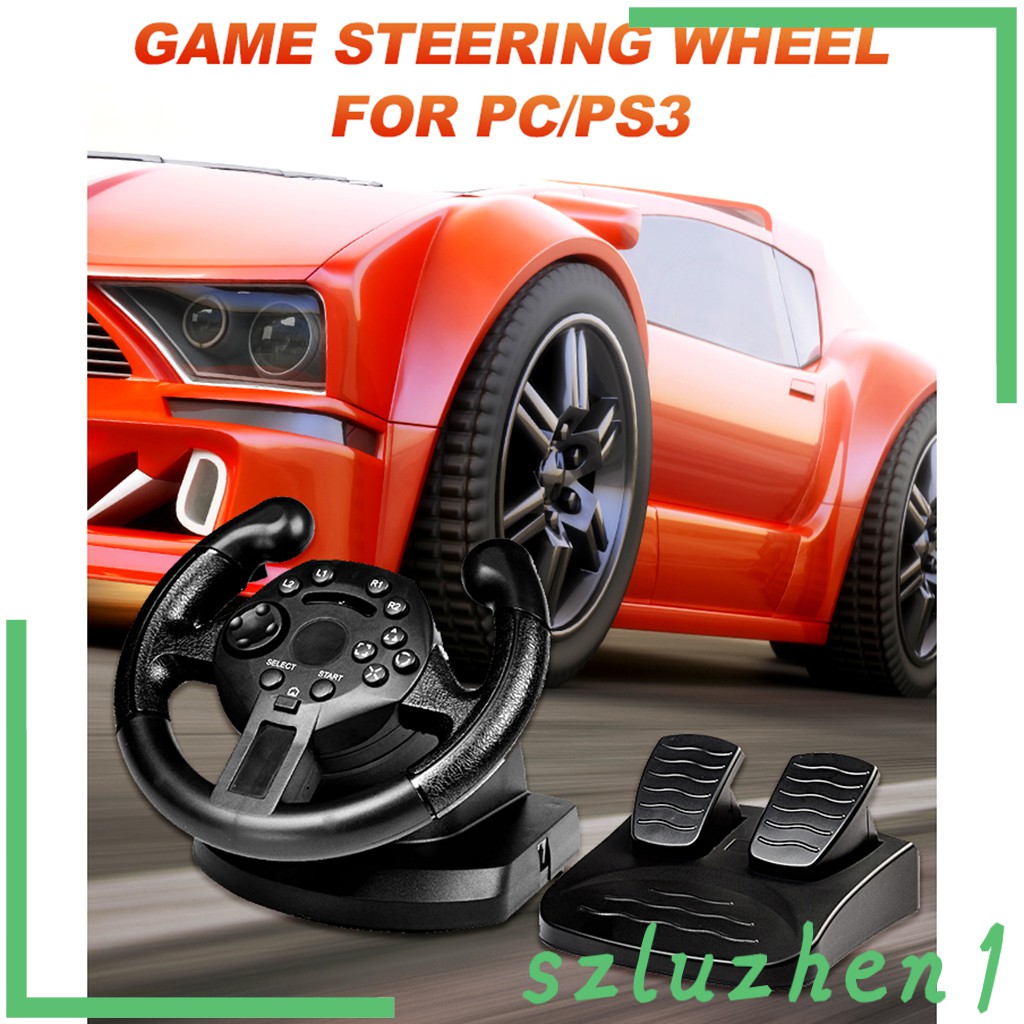 [Hitech] Driving Game Racing Steering Wheel + Brake Pedals USB