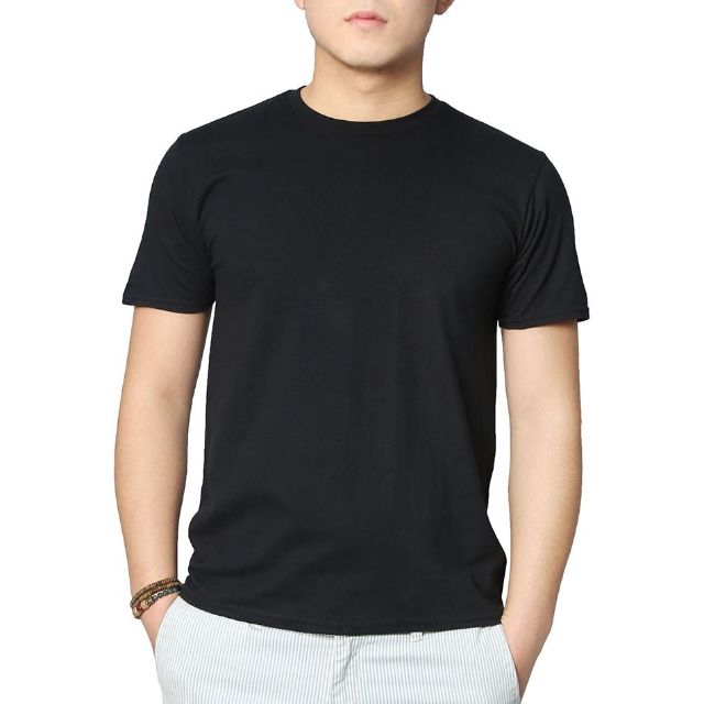 Black Plain Black T Shirt Unisex Round Neck Shopee Philippines