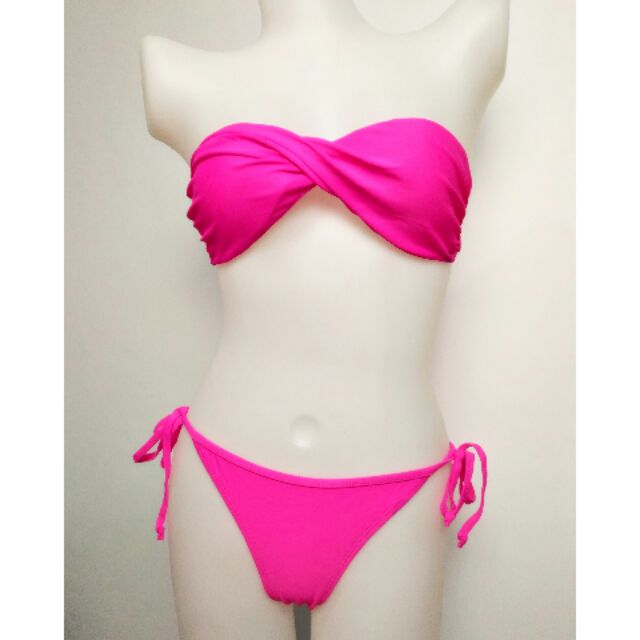 pink strapless bikini