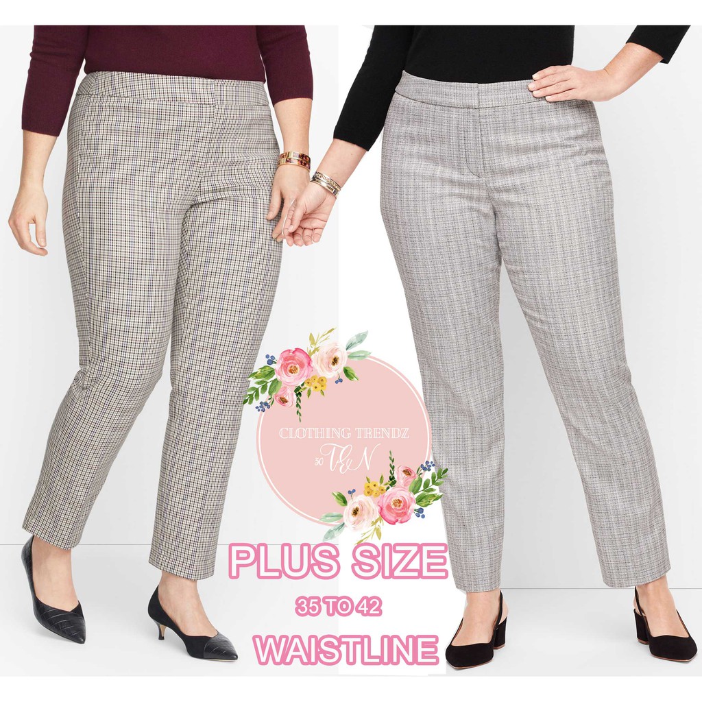 high waisted plaid pants plus size