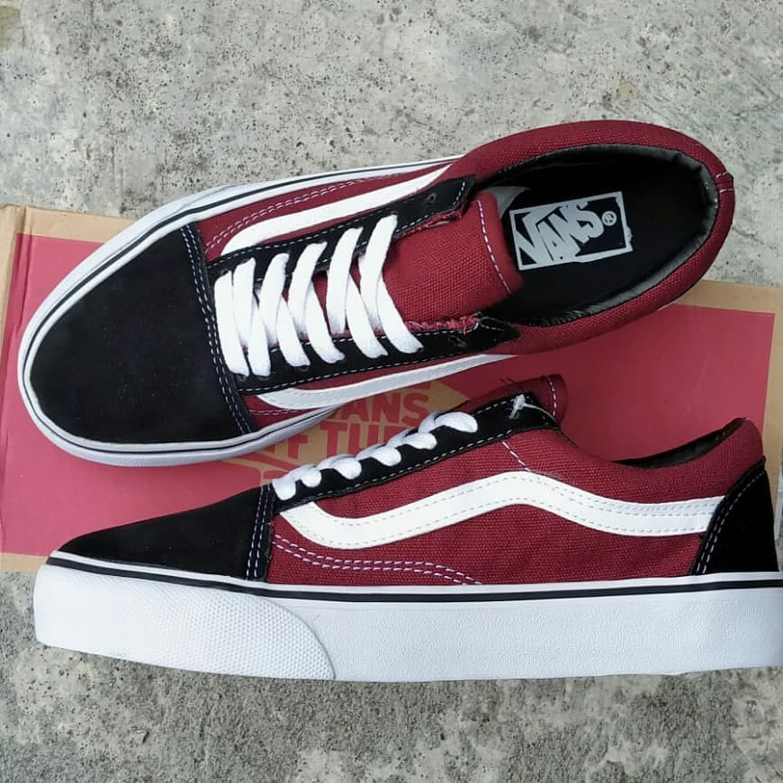 Oldskool Classic Vans Casual Shoes / Skate Sneakers Shoes Box Old Skool Maroon | Shopee Philippines