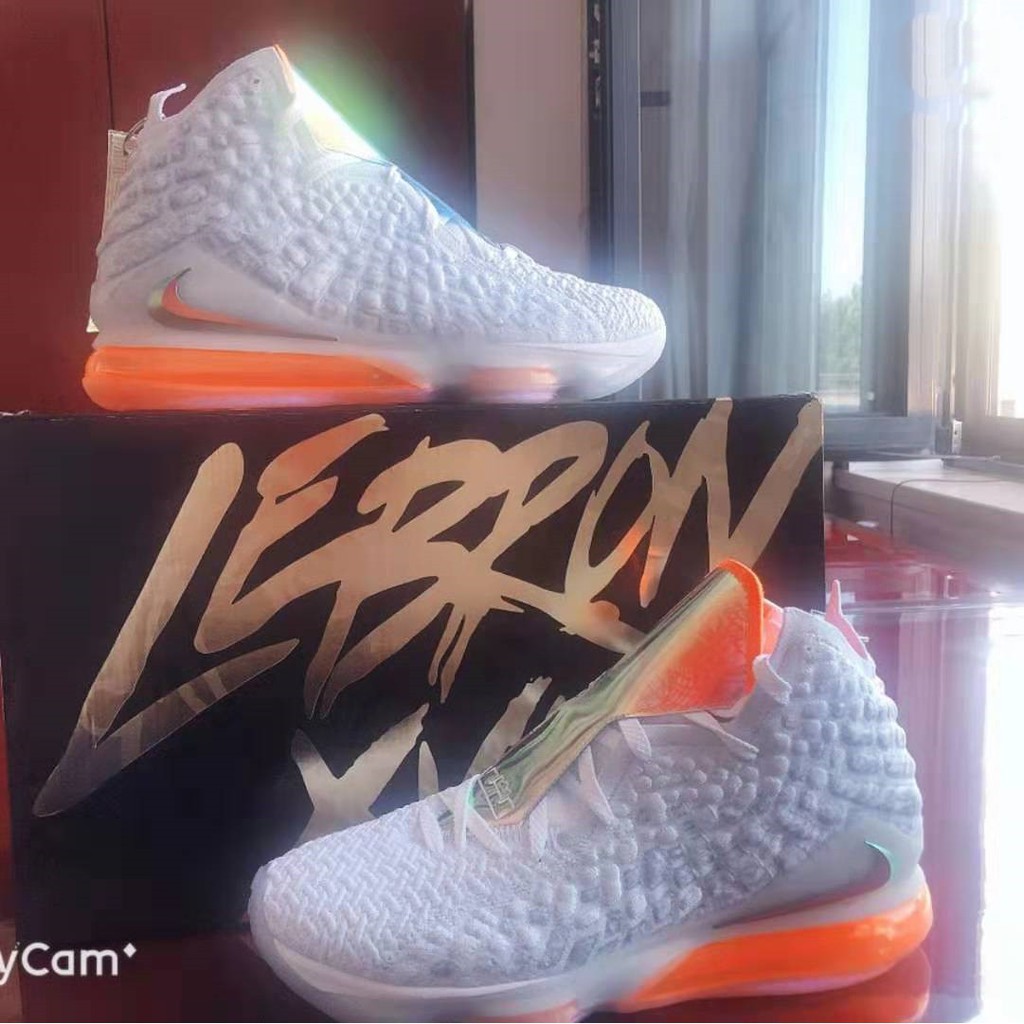 orange and white lebrons