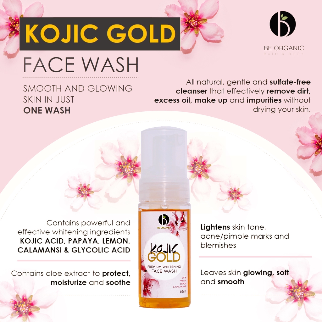 Be Organic Kojic GOLD Premium Whitening Face Wash 60ml ( Anti-Acne & Exfoliating )