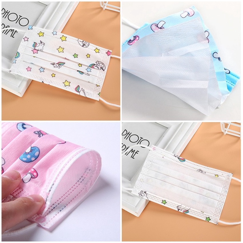 14.59.5CM 【8-15 Delivery】 3 Ply Non-Woven 50/100/200 PCS Cartoon Graphic Disposable Cover for Kids Oral Protection High Filtration & Ventilation Security Face Bandanas 