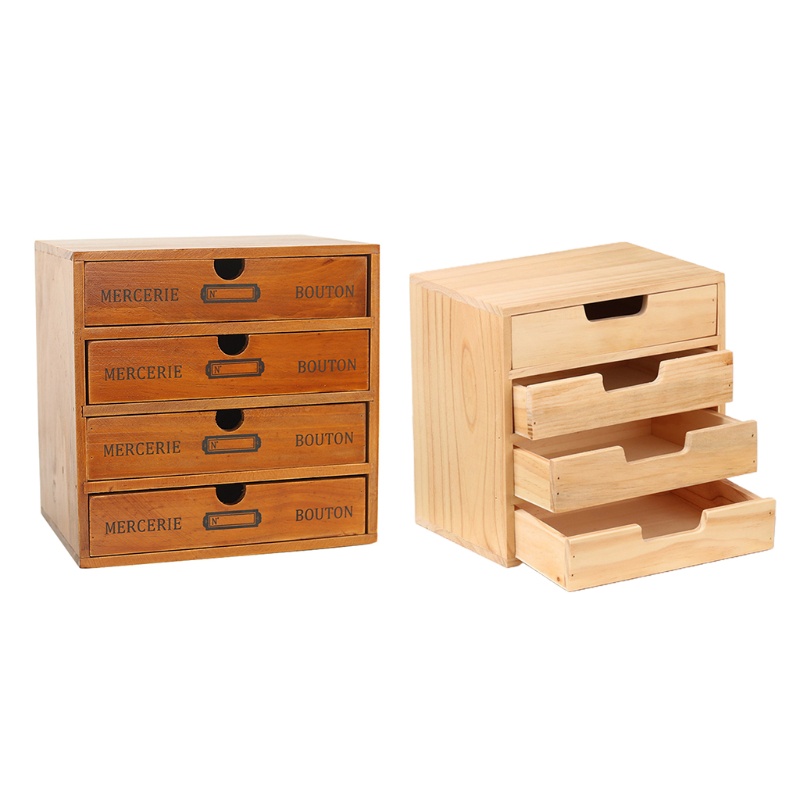 Spt Wooden Retro 4 Tier Drawer Storage, Desktop Drawers Wood