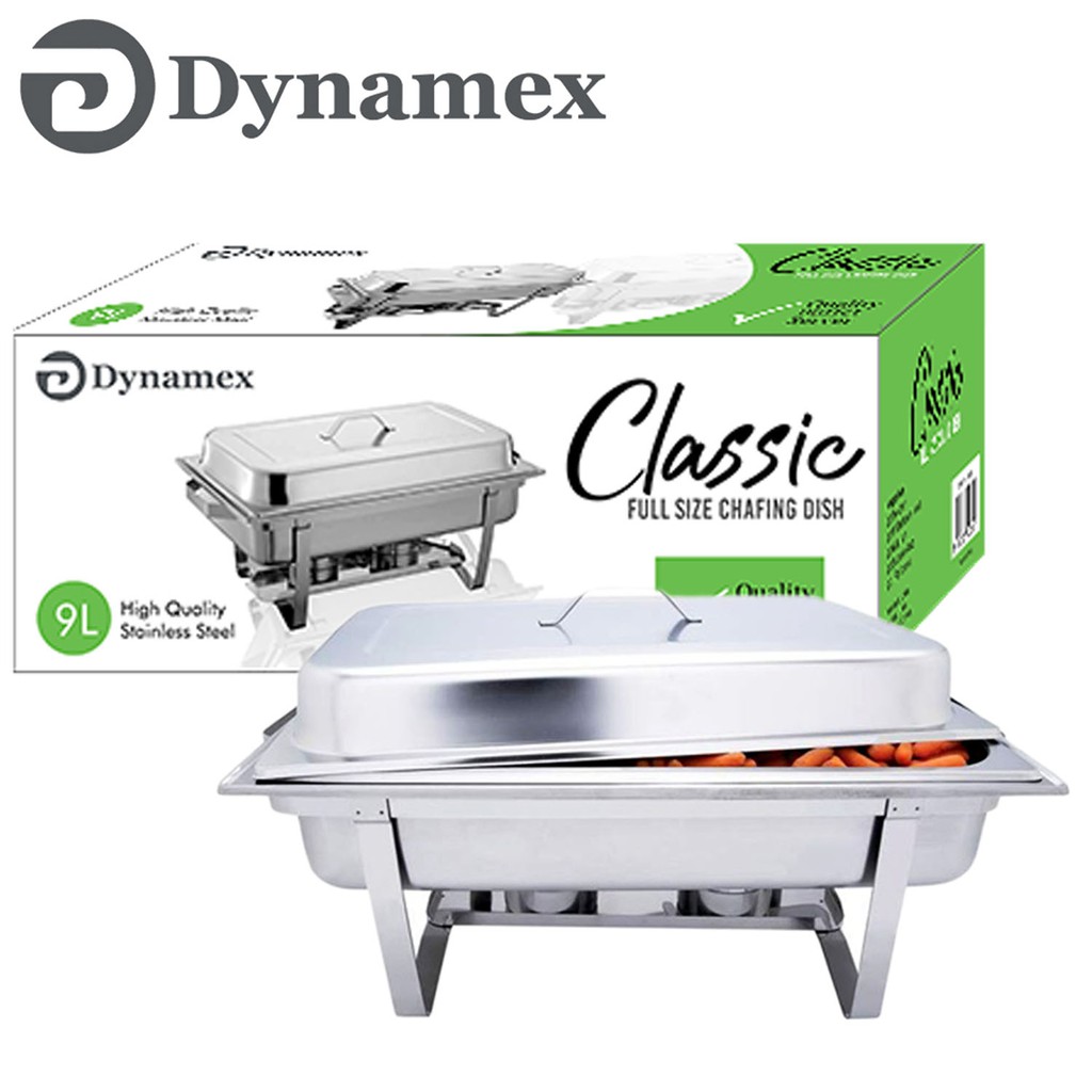 Dynamex Classic 9 Liter Full Size Chafing Dish Buffet Chafer Stainless