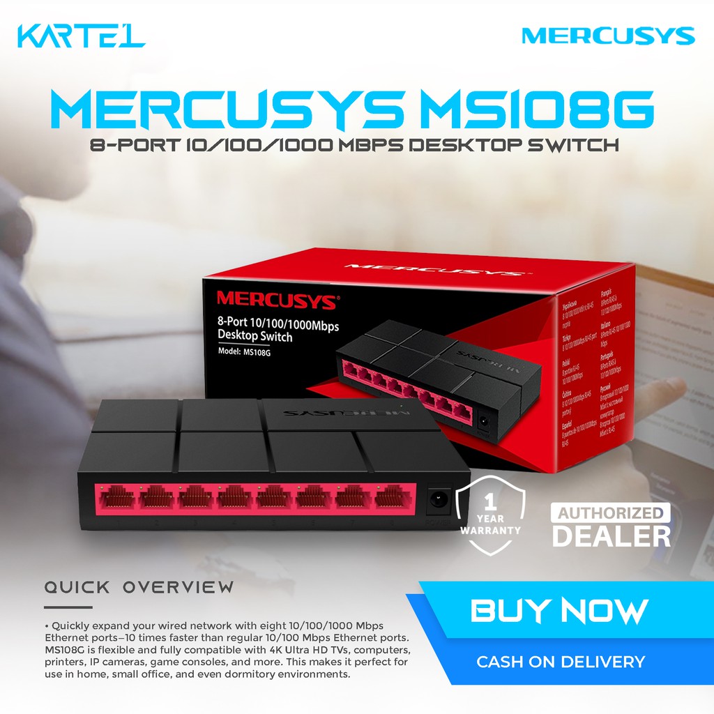 Mercusys Ms108g Switch 8 Port 10 100 1 000 Mbps Gigabit Desktop Switch Made By Tp Link Shopee Philippines