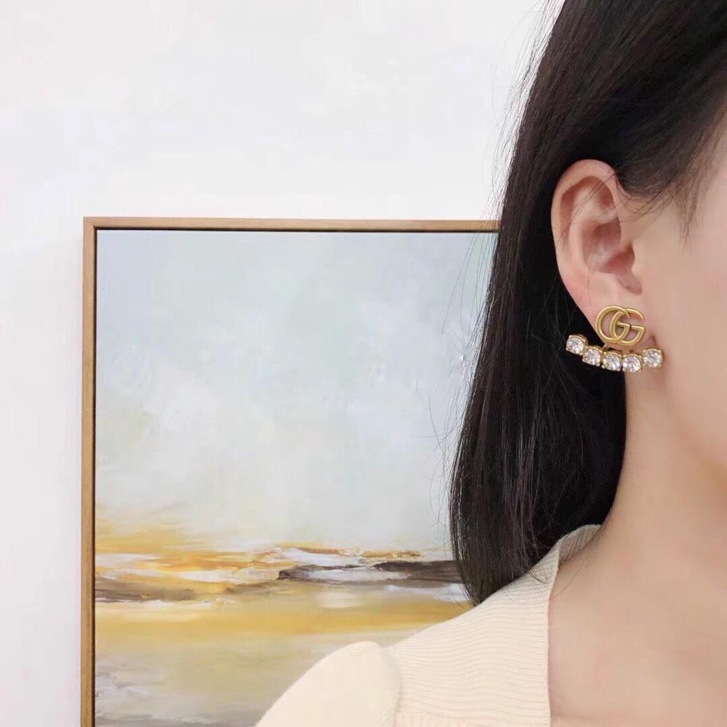 7-21♫ Gucci new white crystal double G ear studs, two ways to wear, select  the original version of t | Shopee Philippines
