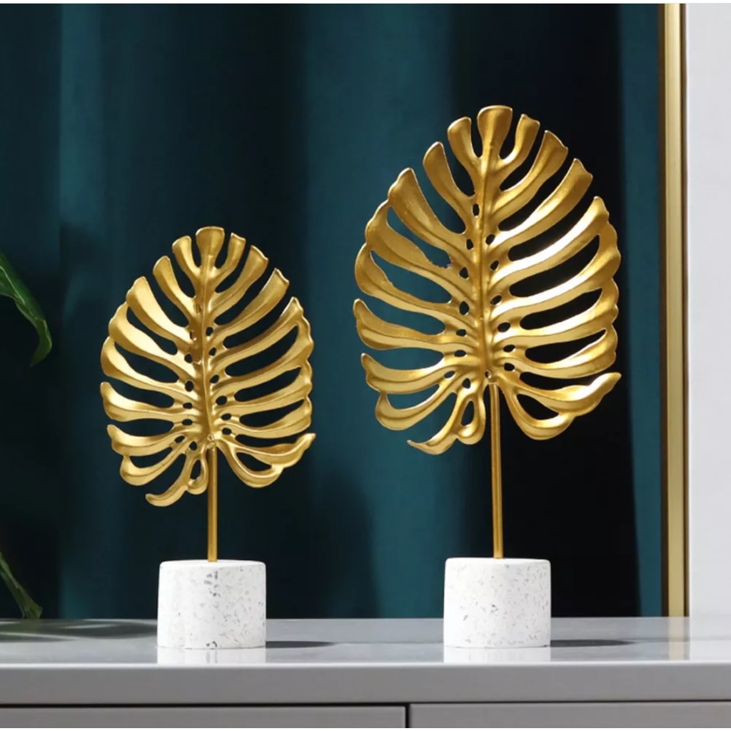 Light Luxury Golden Monstera Leaf Metal Ornaments Innovative Home ...