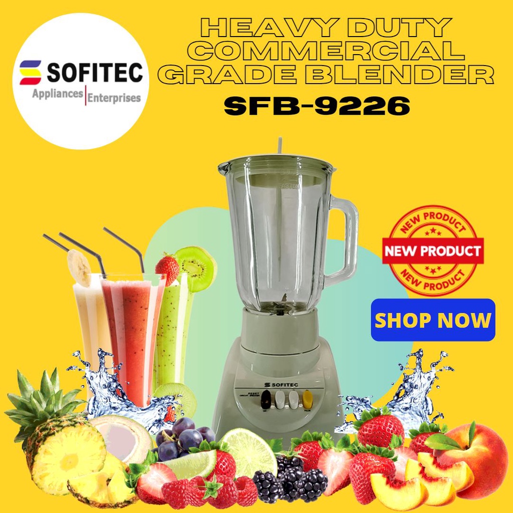 Sofitec 1.2L Electric Blender Glass Pitcher with Cover and Food Mixer
