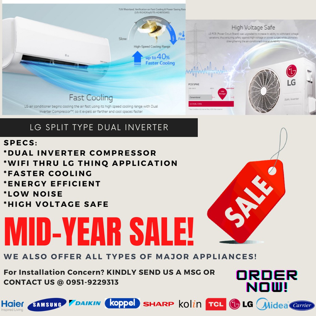 Lg Split Type 1hp Dual Inverter with WIFI Connectivity Shopee Philippines