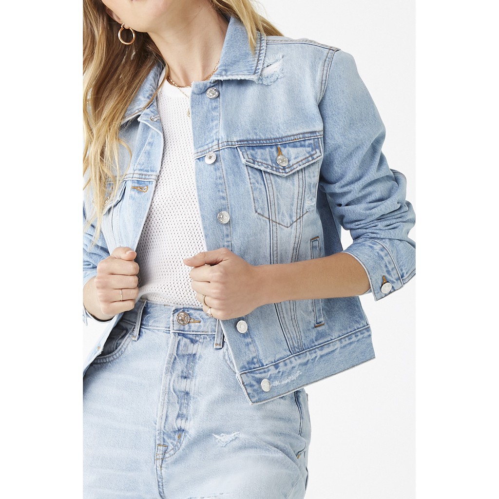 distressed denim jacket women